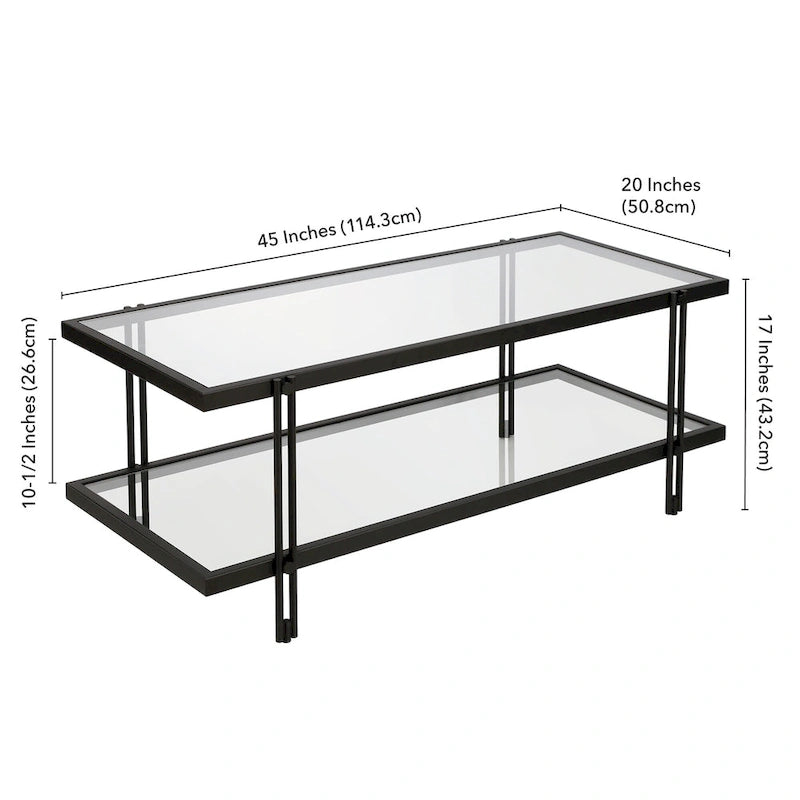 Table basse moderne en acier et verre
