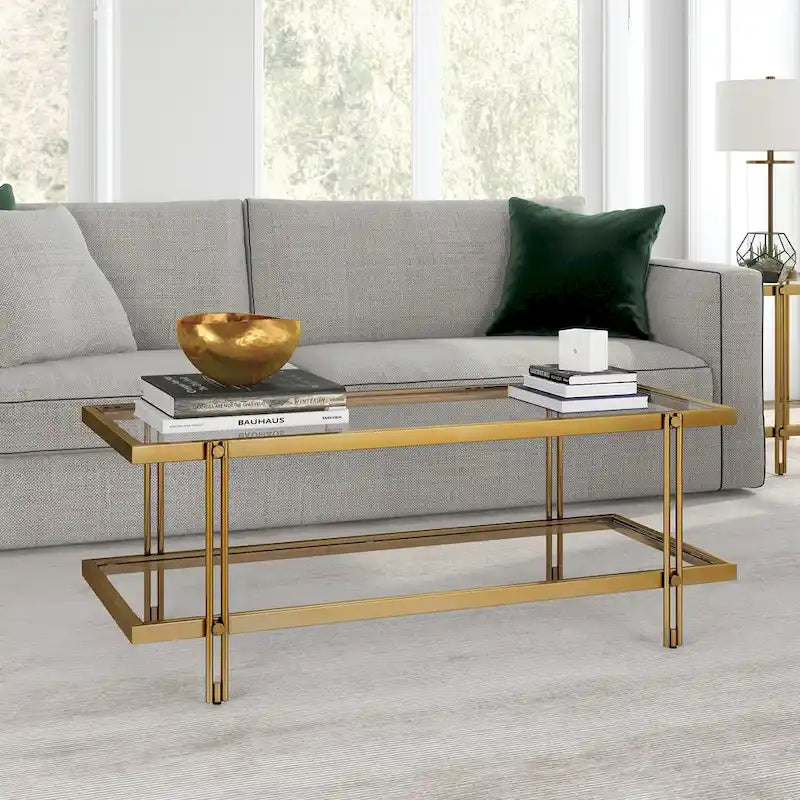 Table basse moderne en acier et verre