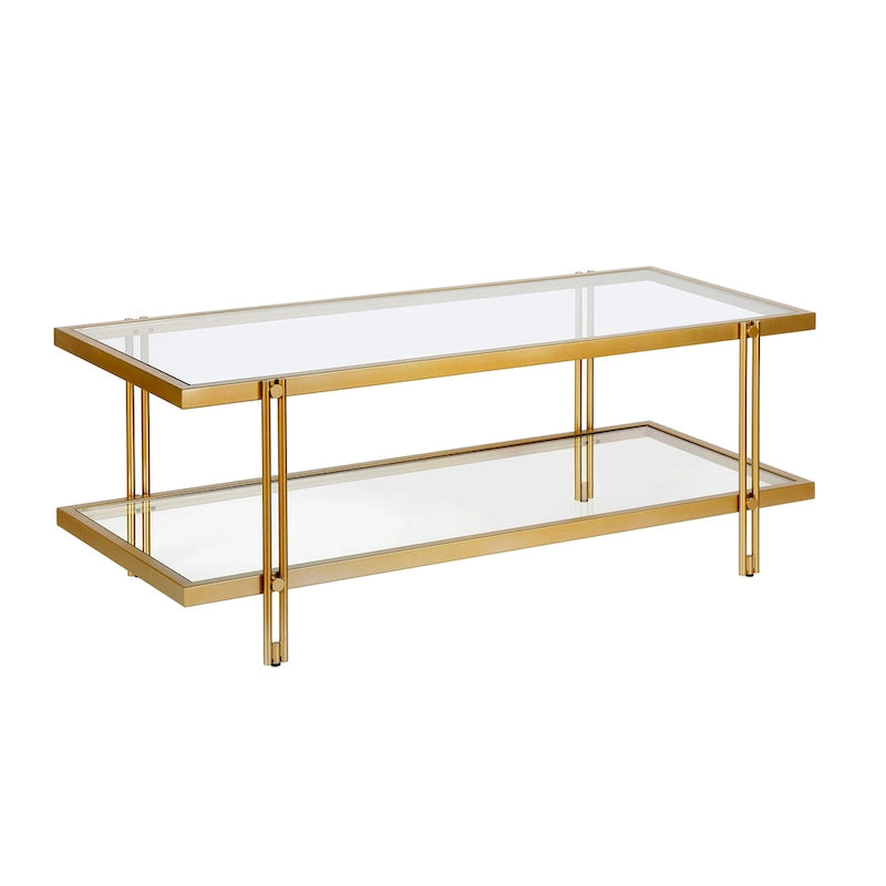 Table basse moderne en acier et verre