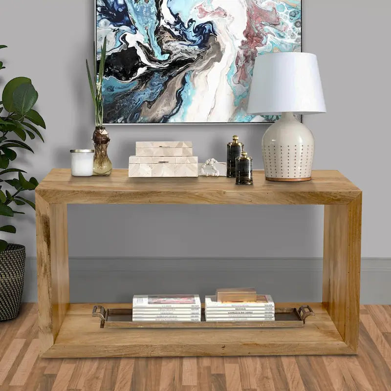 Console en manguier de 52 pouces, avec casier ouvert et 1 étagère