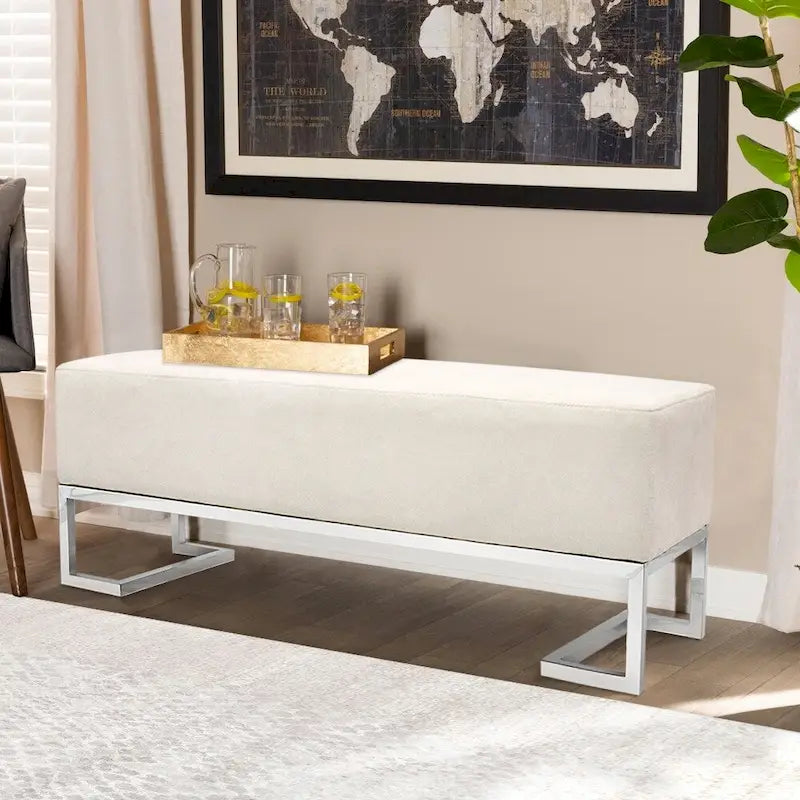Banc rembourré en acier inoxydable