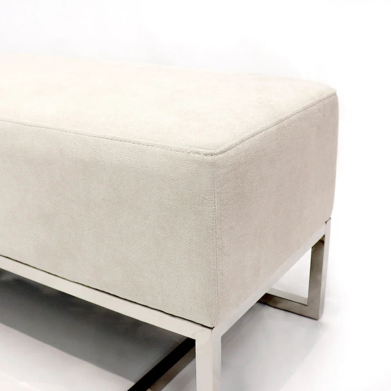 Banc rembourré en acier inoxydable