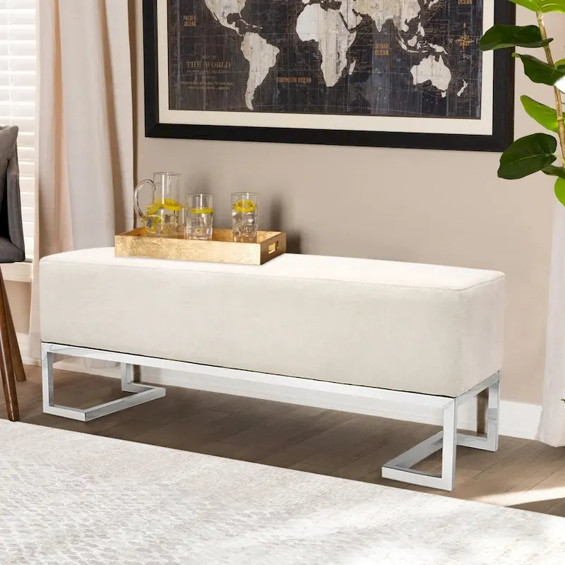 Banc rembourré en acier inoxydable