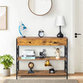 Console de table d'entrée à 3 niveaux avec tiroir et 2 rangements ouverts