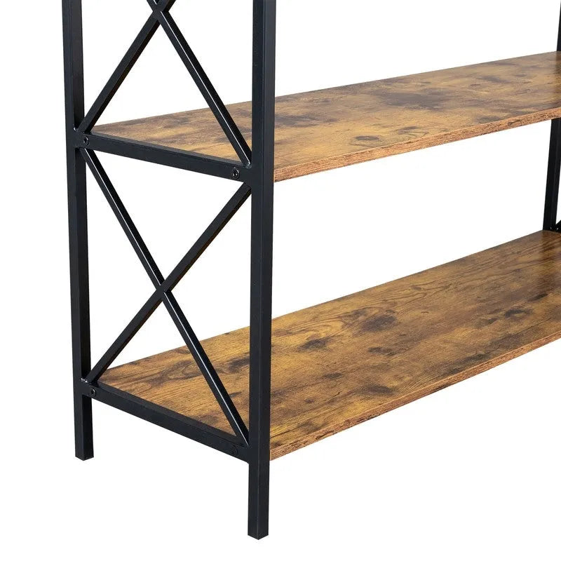 Console de table d'entrée à 3 niveaux avec tiroir et 2 rangements ouverts