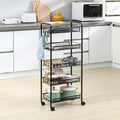 Chariot roulant utilitaire à 5 niveaux, chariot de rangement en métal, chariot de cuisine avec paniers en filet amovibles, noir