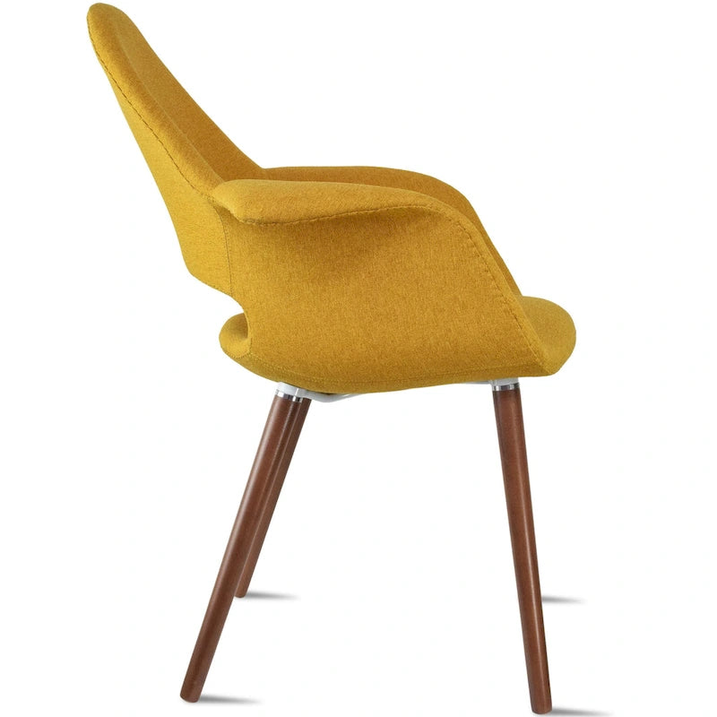 Lot de 2 fauteuils modernes rembourrés en tissu bio avec pieds en bois de noyer foncé pour salle à manger, bureau ou fauteuil d'appoint