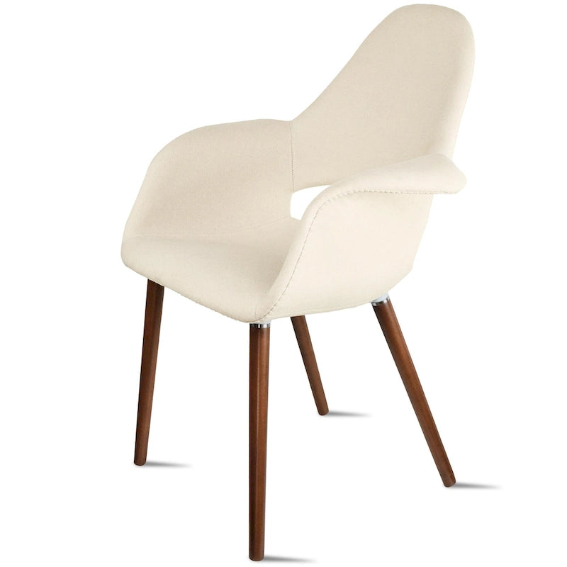 Lot de 2 fauteuils modernes rembourrés en tissu bio avec pieds en bois de noyer foncé pour salle à manger, bureau ou fauteuil d'appoint