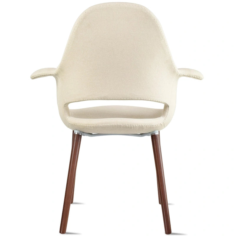 Lot de 2 fauteuils modernes rembourrés en tissu bio avec pieds en bois de noyer foncé pour salle à manger, bureau ou fauteuil d'appoint