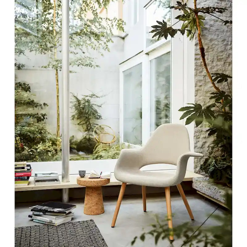 Lot de 2 fauteuils modernes rembourrés en tissu bio avec pieds en bois de noyer foncé pour salle à manger, bureau ou fauteuil d'appoint