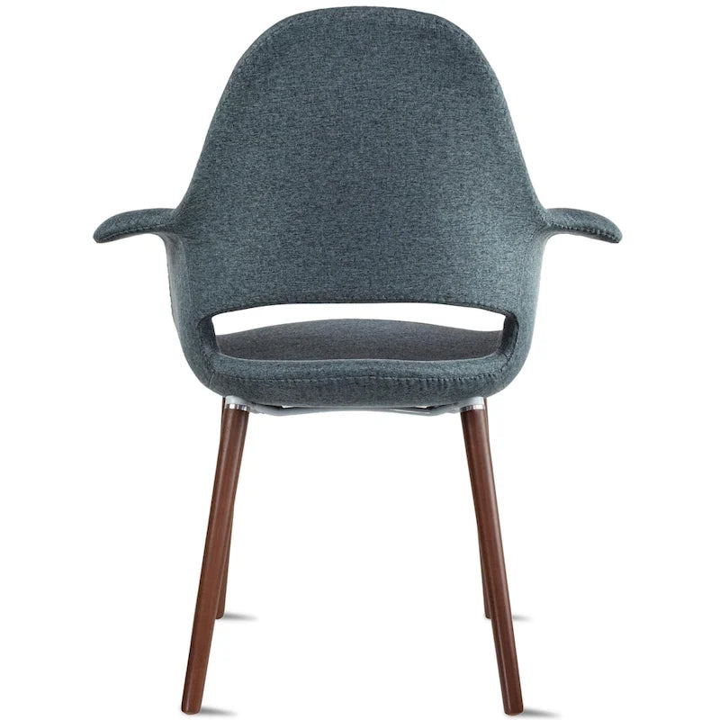 Lot de 2 fauteuils modernes rembourrés en tissu bio avec pieds en bois de noyer foncé pour salle à manger, bureau ou fauteuil d'appoint