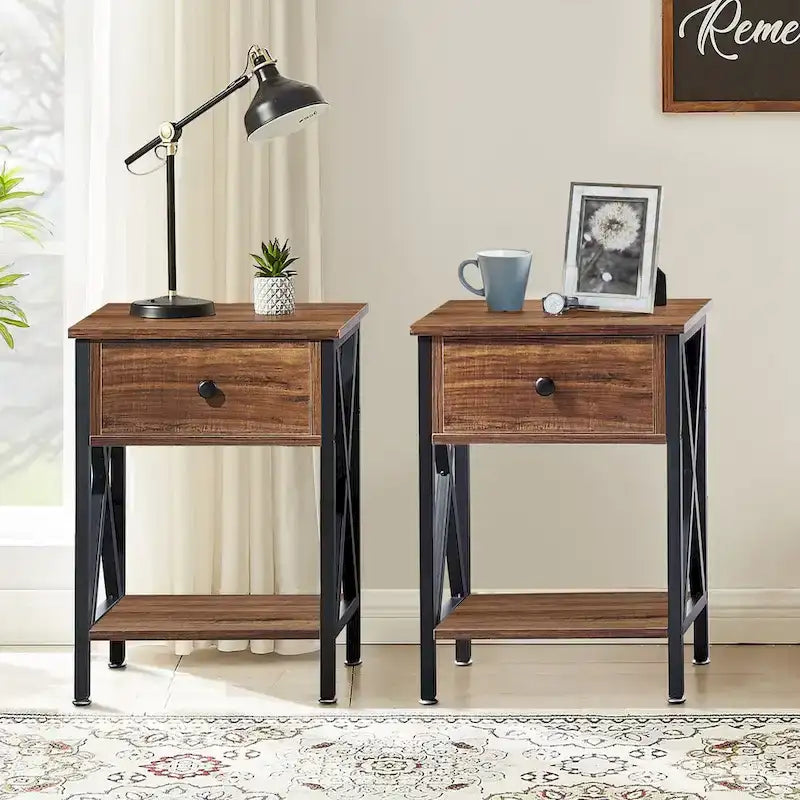 Cadre de lit 3 pièces avec tête de lit en bois et ensemble de 2 tables de chevet modernes