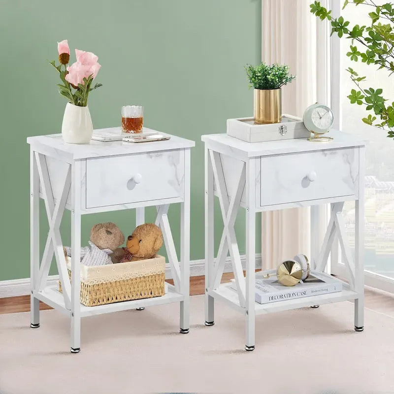 Cadre de lit 3 pièces avec tête de lit en bois et ensemble de 2 tables de chevet modernes