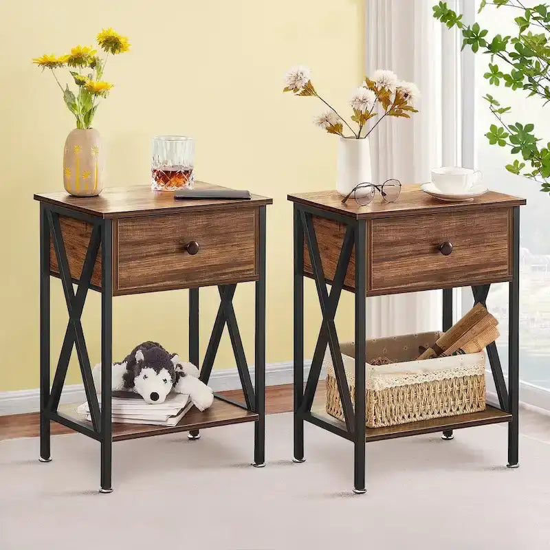Cadre de lit 3 pièces avec tête de lit en bois et ensemble de 2 tables de chevet modernes