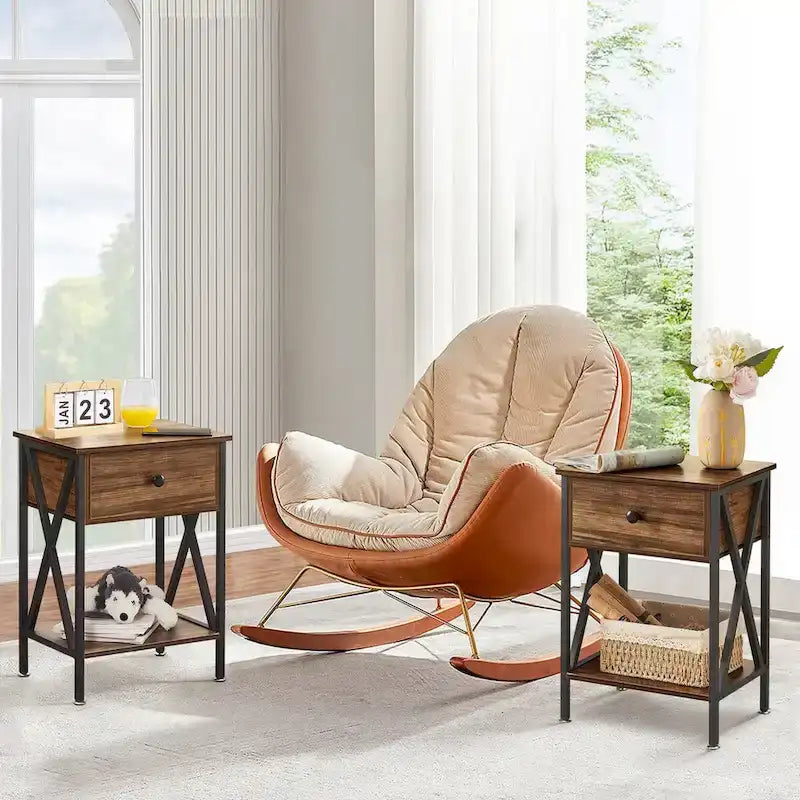 Cadre de lit 3 pièces avec tête de lit en bois et ensemble de 2 tables de chevet modernes