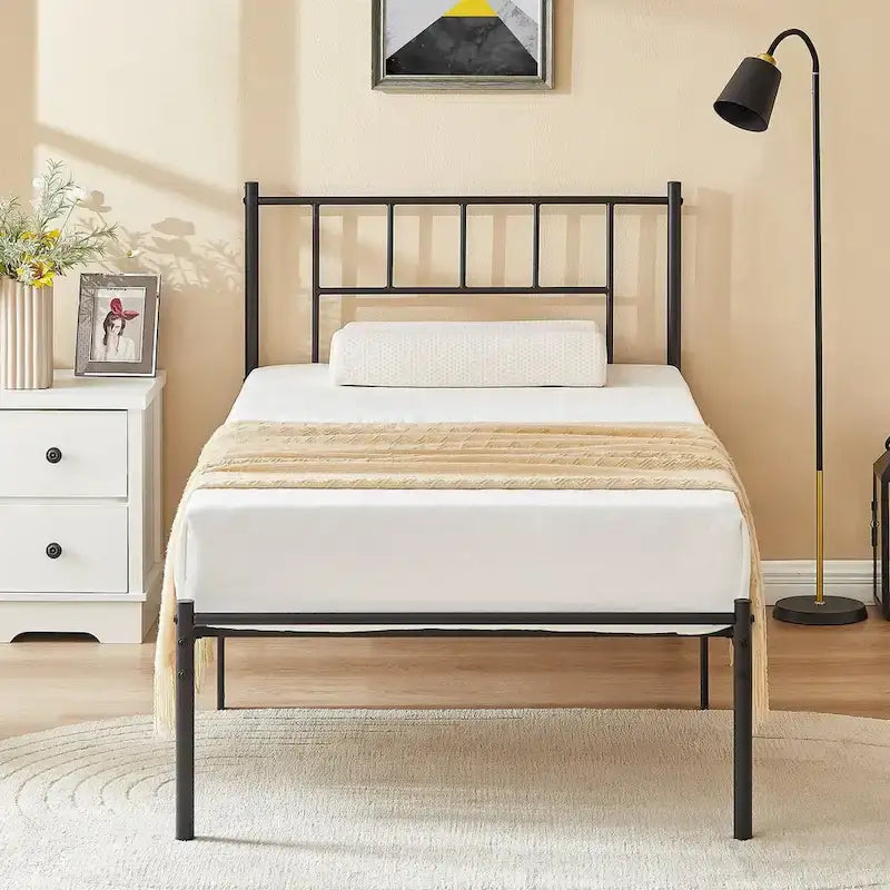 Cadre de lit 3 pièces avec tête de lit en bois et ensemble de 2 tables de chevet modernes