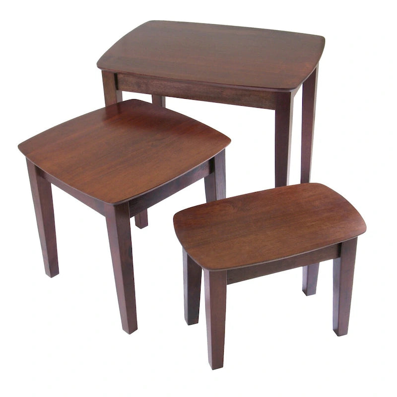 Ensemble de 3 tables gigognes, Noyer - 26,8 x 18,7 x 21,9