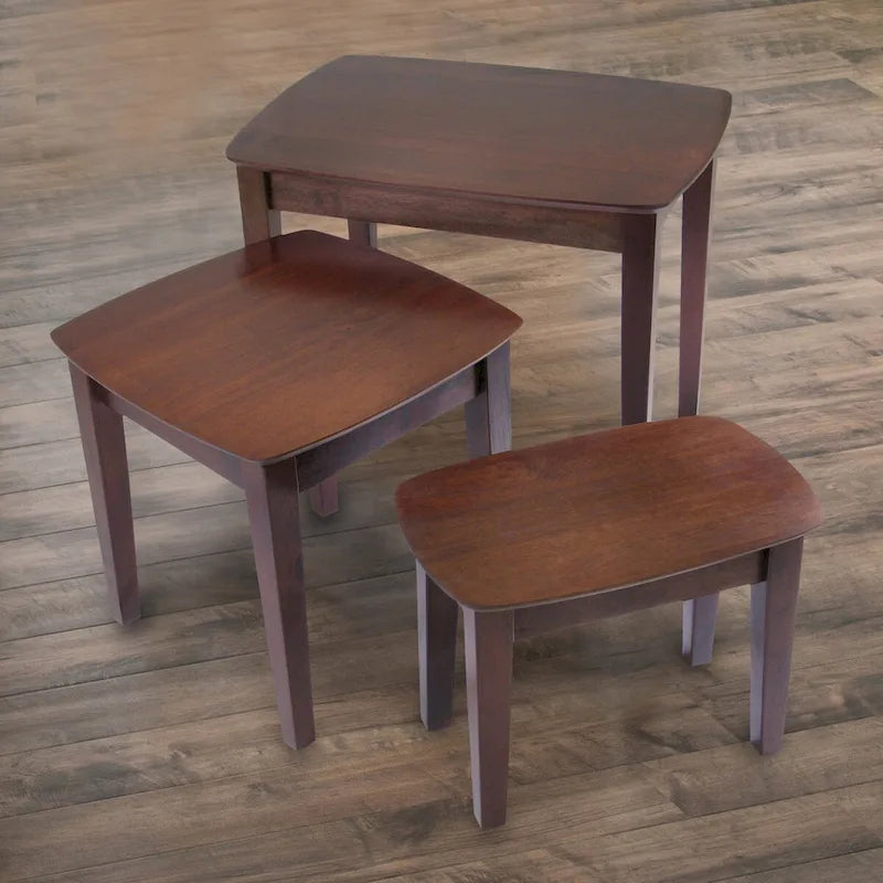 Ensemble de 3 tables gigognes, Noyer - 26,8 x 18,7 x 21,9
