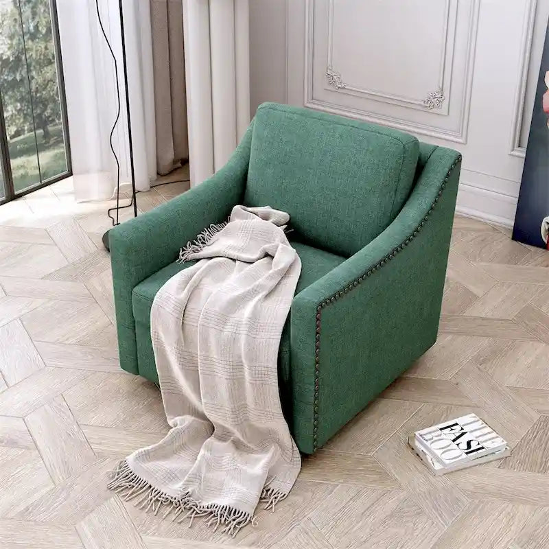 Fauteuil pivotant moderne en velours et lin