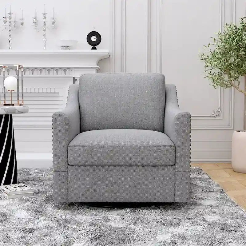 Fauteuil pivotant moderne en velours et lin