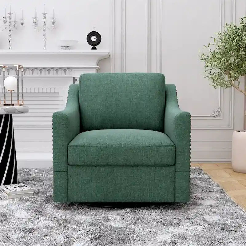 Fauteuil pivotant moderne en velours et lin