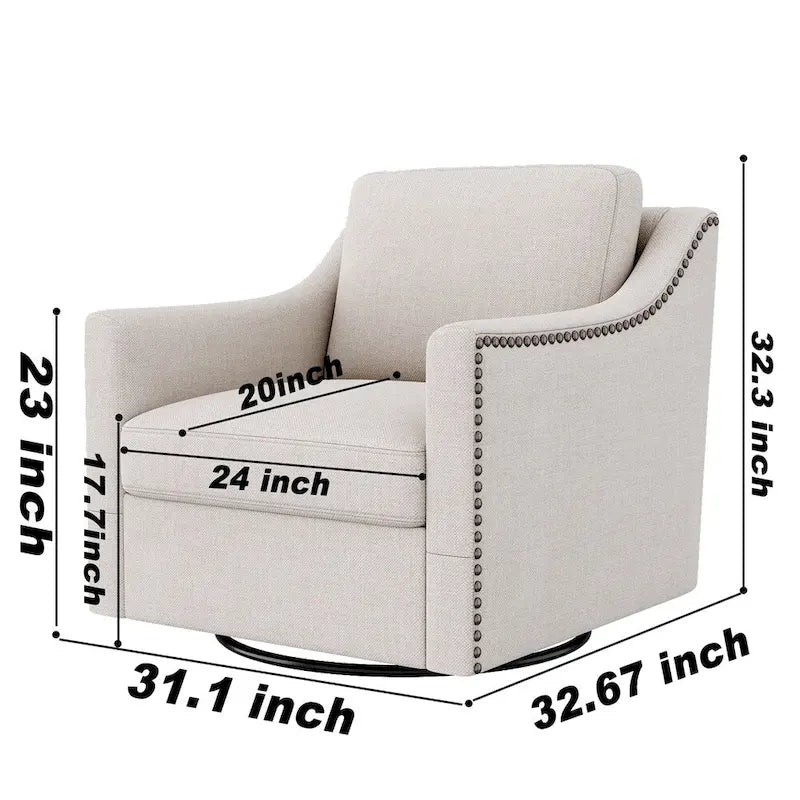 Fauteuil pivotant moderne en velours et lin