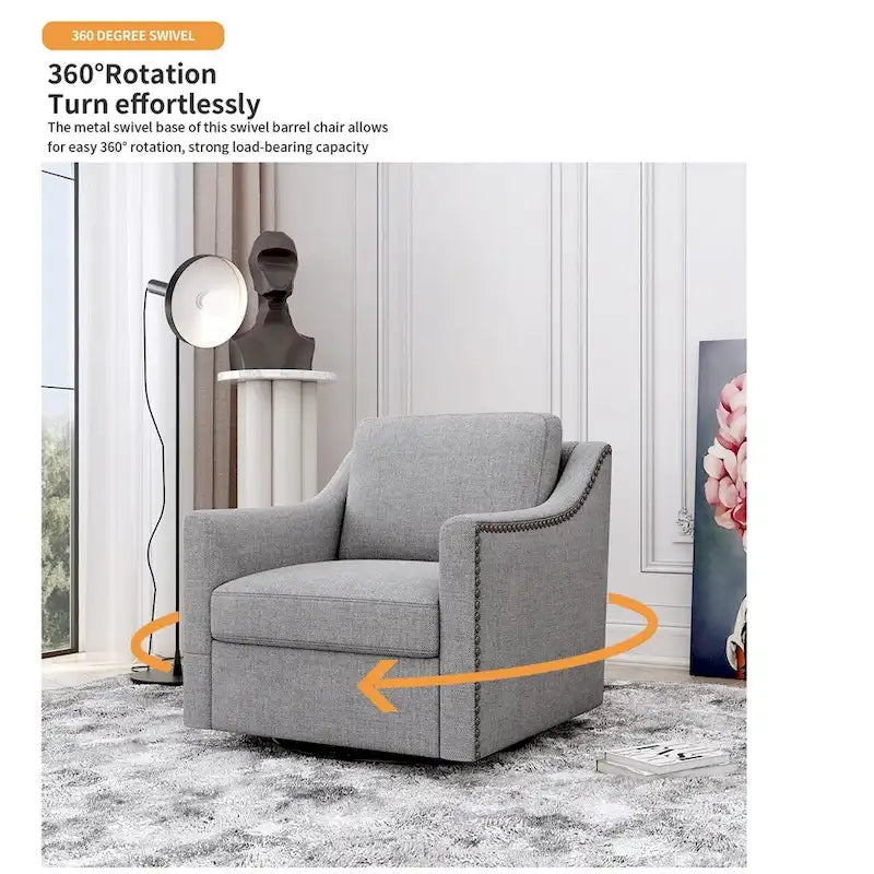 Fauteuil pivotant moderne en velours et lin