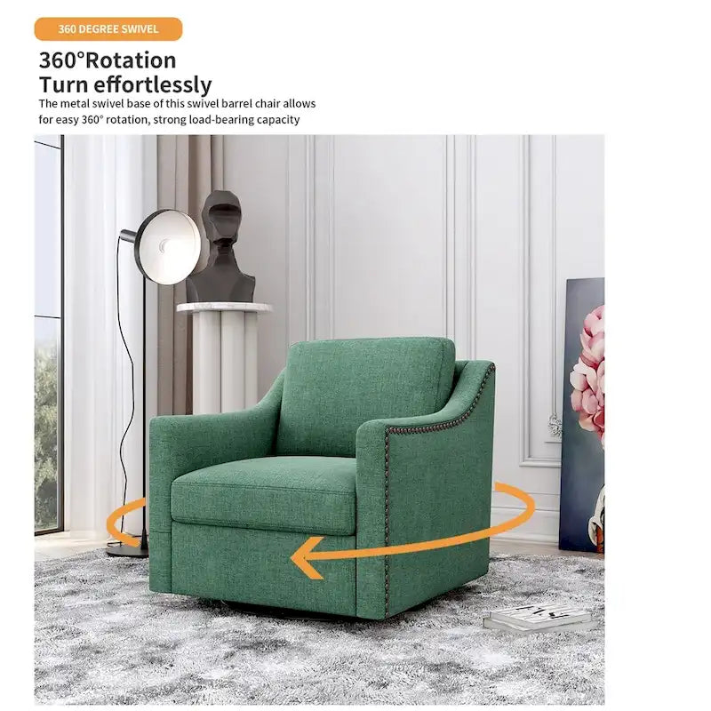Fauteuil pivotant moderne en velours et lin