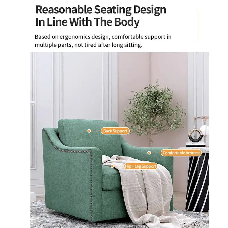 Fauteuil pivotant moderne en velours et lin