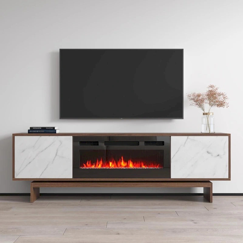 Meuble TV avec cheminée