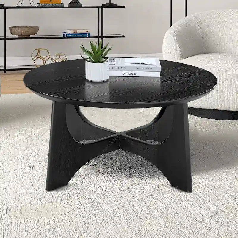 Table basse ronde en bois de style moderne et élégant