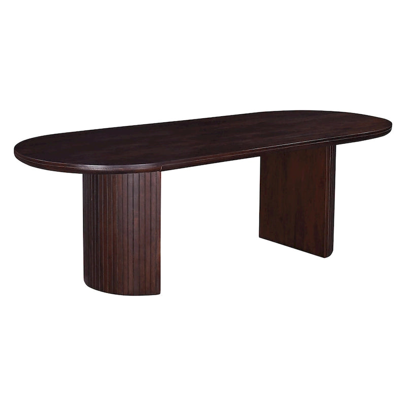 Table à manger ovale en bois à double piédestal