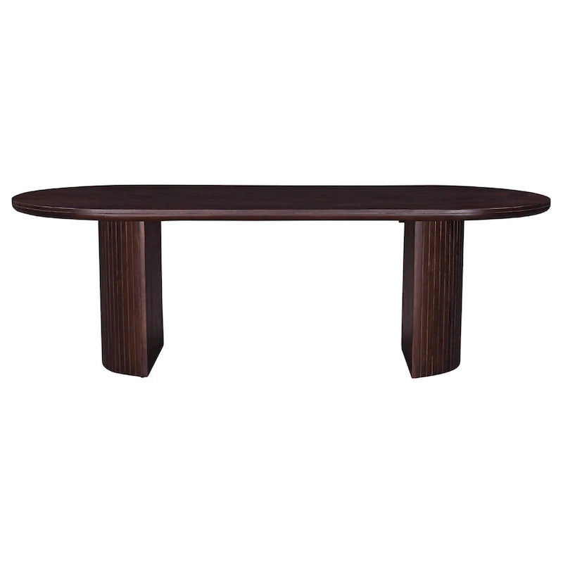 Table à manger ovale en bois à double piédestal