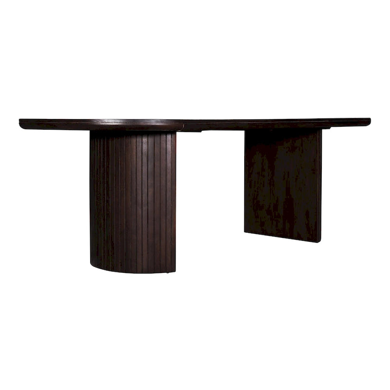 Table à manger ovale en bois à double piédestal