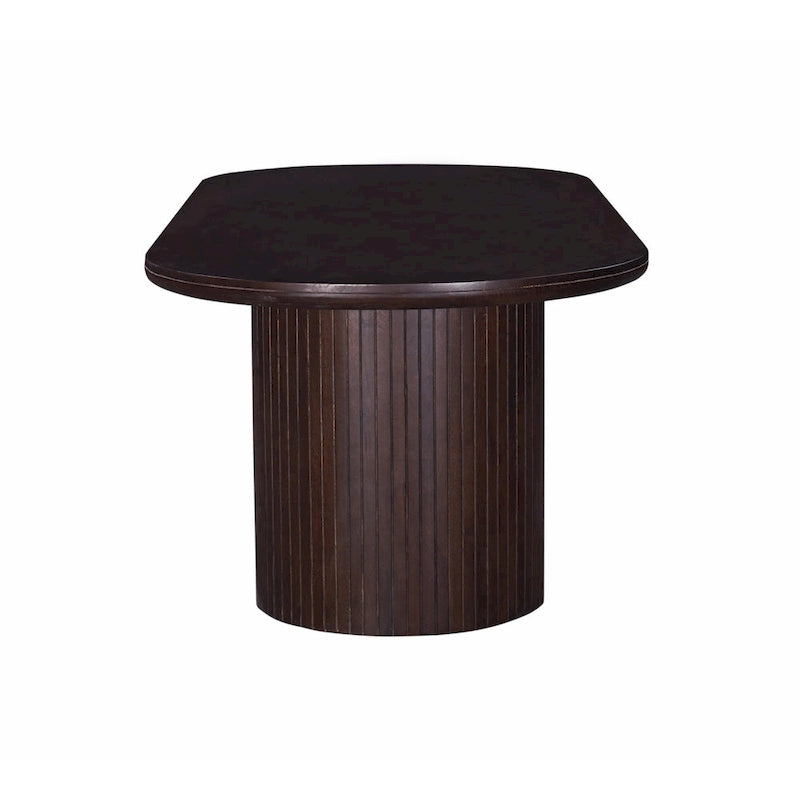 Table à manger ovale en bois à double piédestal