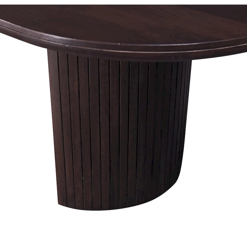 Table à manger ovale en bois à double piédestal