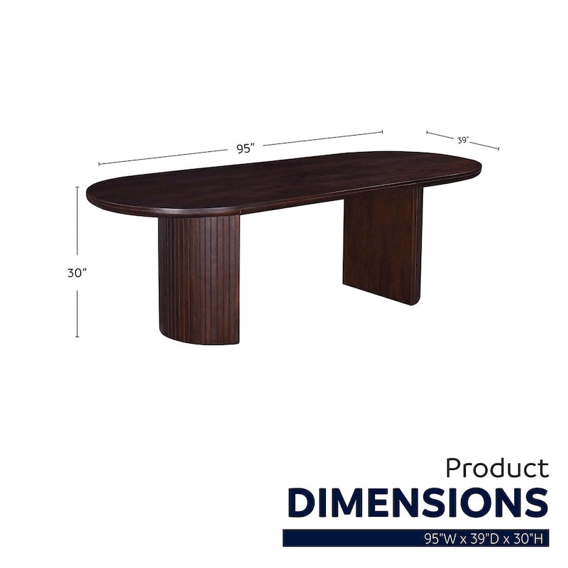 Table à manger ovale en bois à double piédestal
