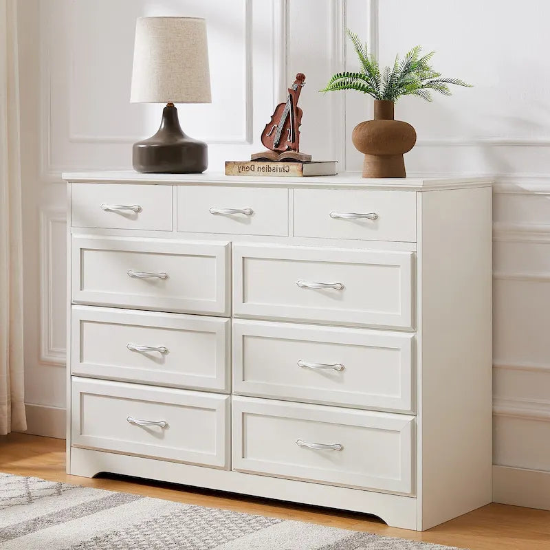 Commode longue à 9 tiroirs pour la chambre à coucher