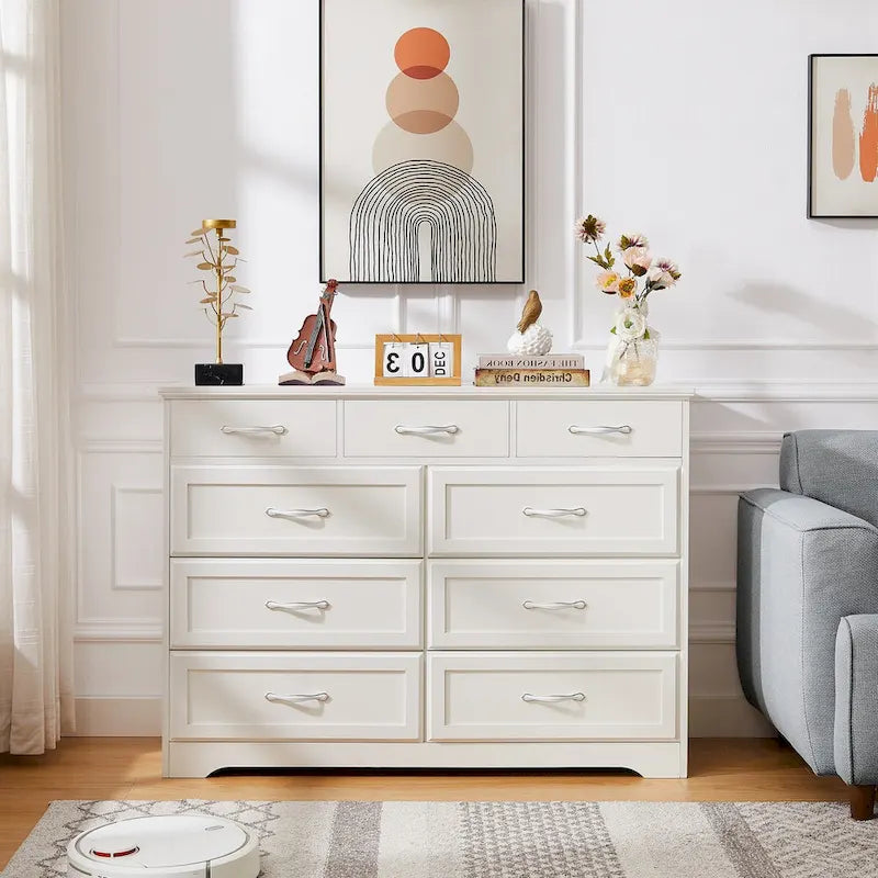 Commode longue à 9 tiroirs pour la chambre à coucher