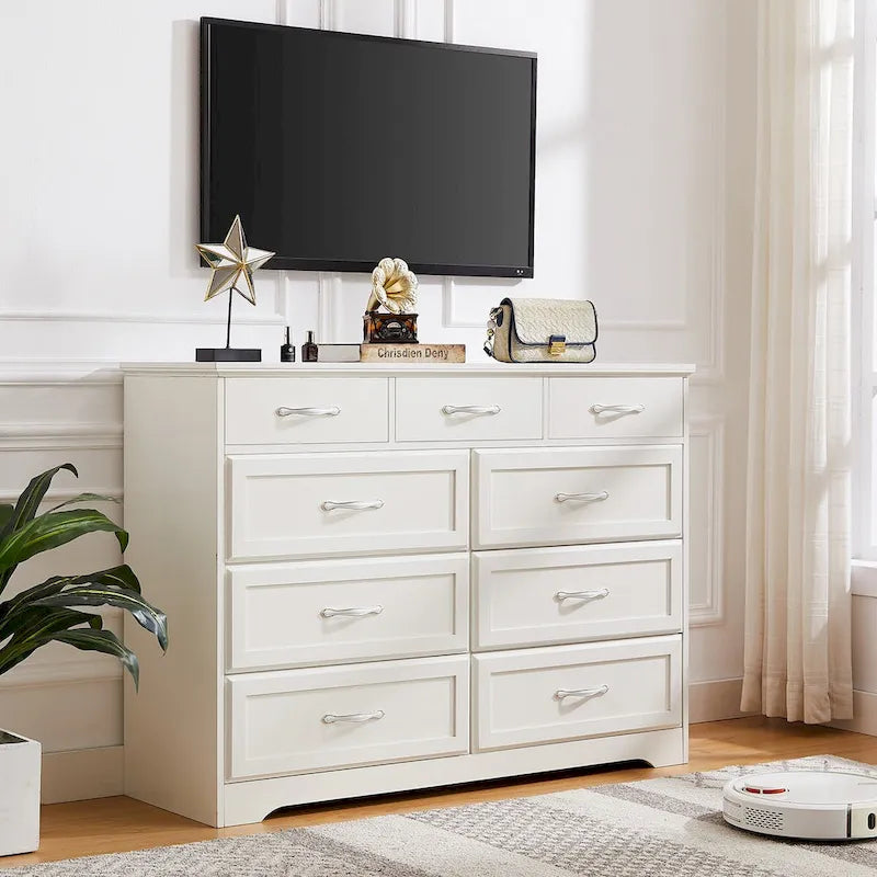 Commode longue à 9 tiroirs pour la chambre à coucher