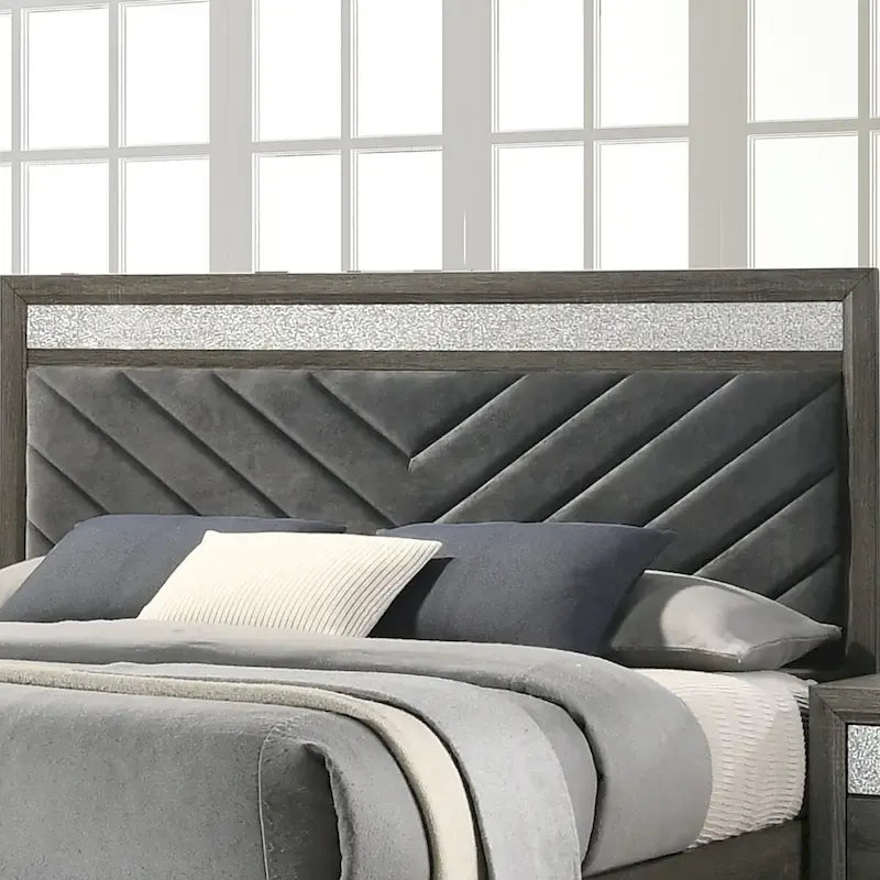 Lit plateforme moderne gris avec rangement