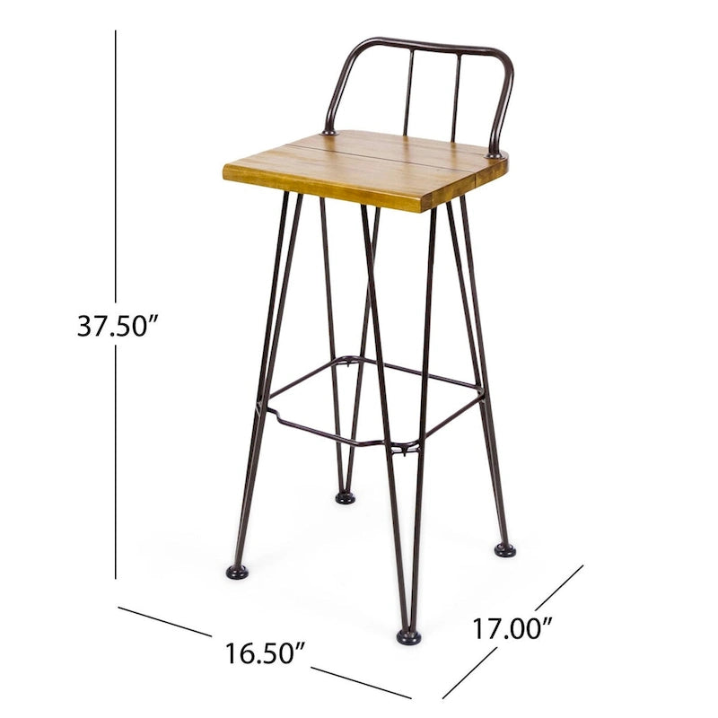 Tabouret de terrasse moderne en bois et métal Oaks Aura de 30 pouces