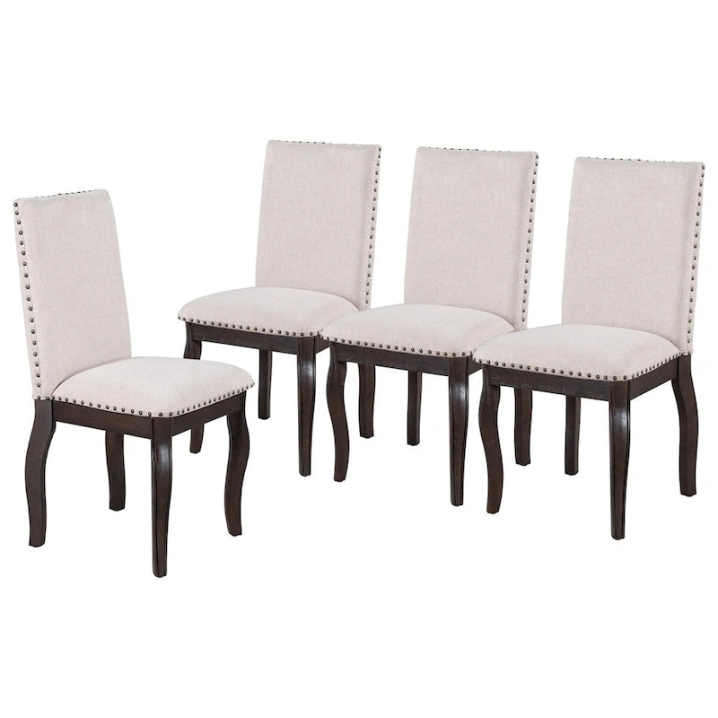 Lot de 4 chaises de salle à manger en bois expresso avec revêtement rembourré