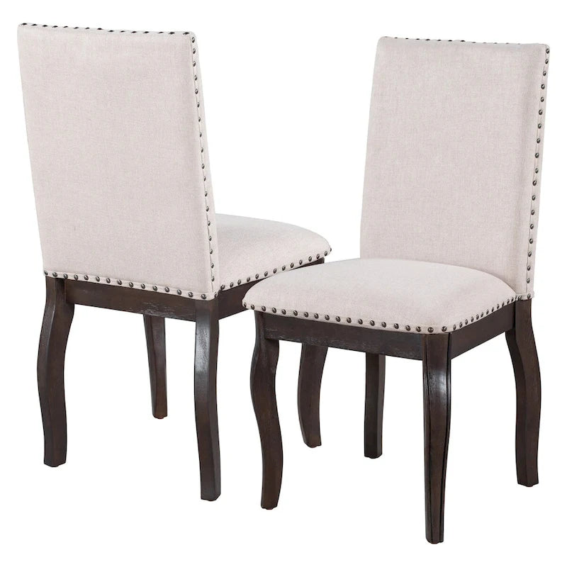 Lot de 4 chaises de salle à manger en bois expresso avec revêtement rembourré