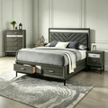 Lit plateforme moderne gris avec rangement