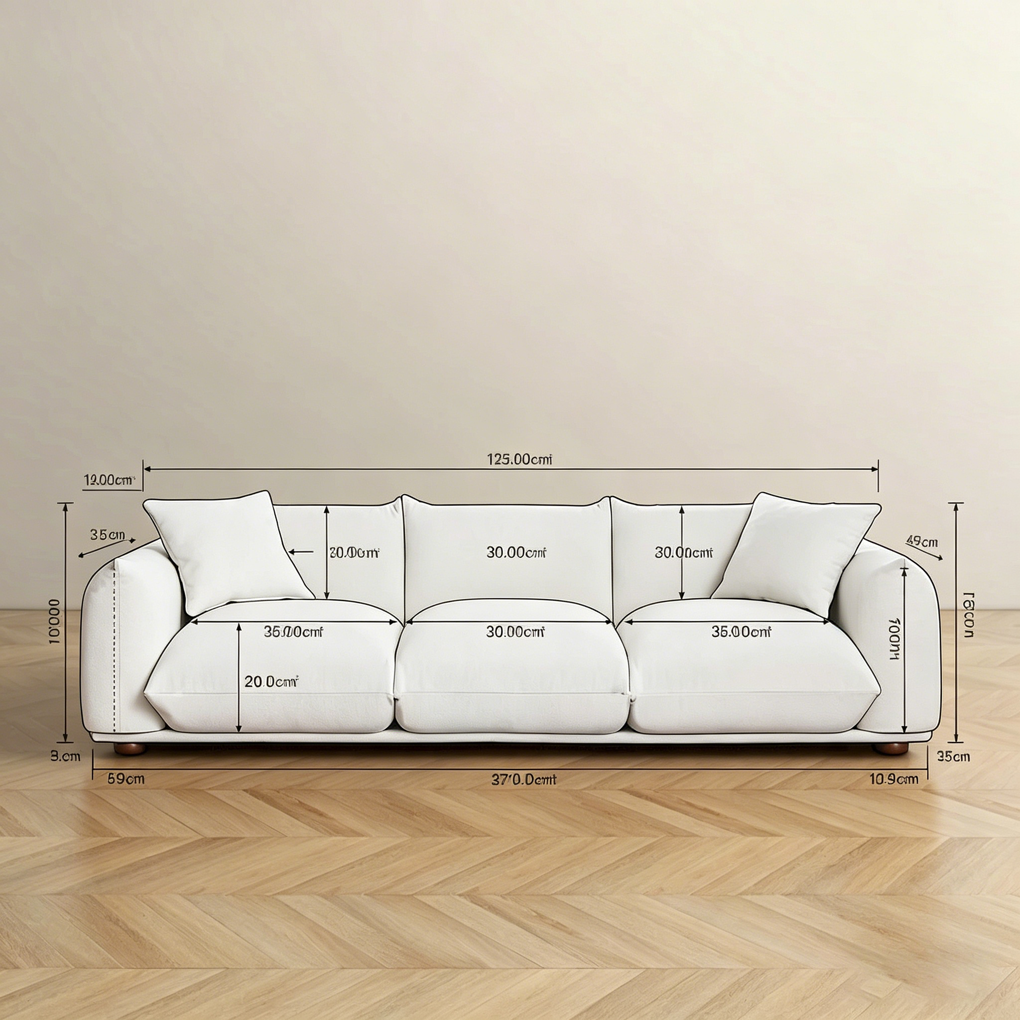 Canapé de luxe Mid-Century Moderne en bouclette/velours