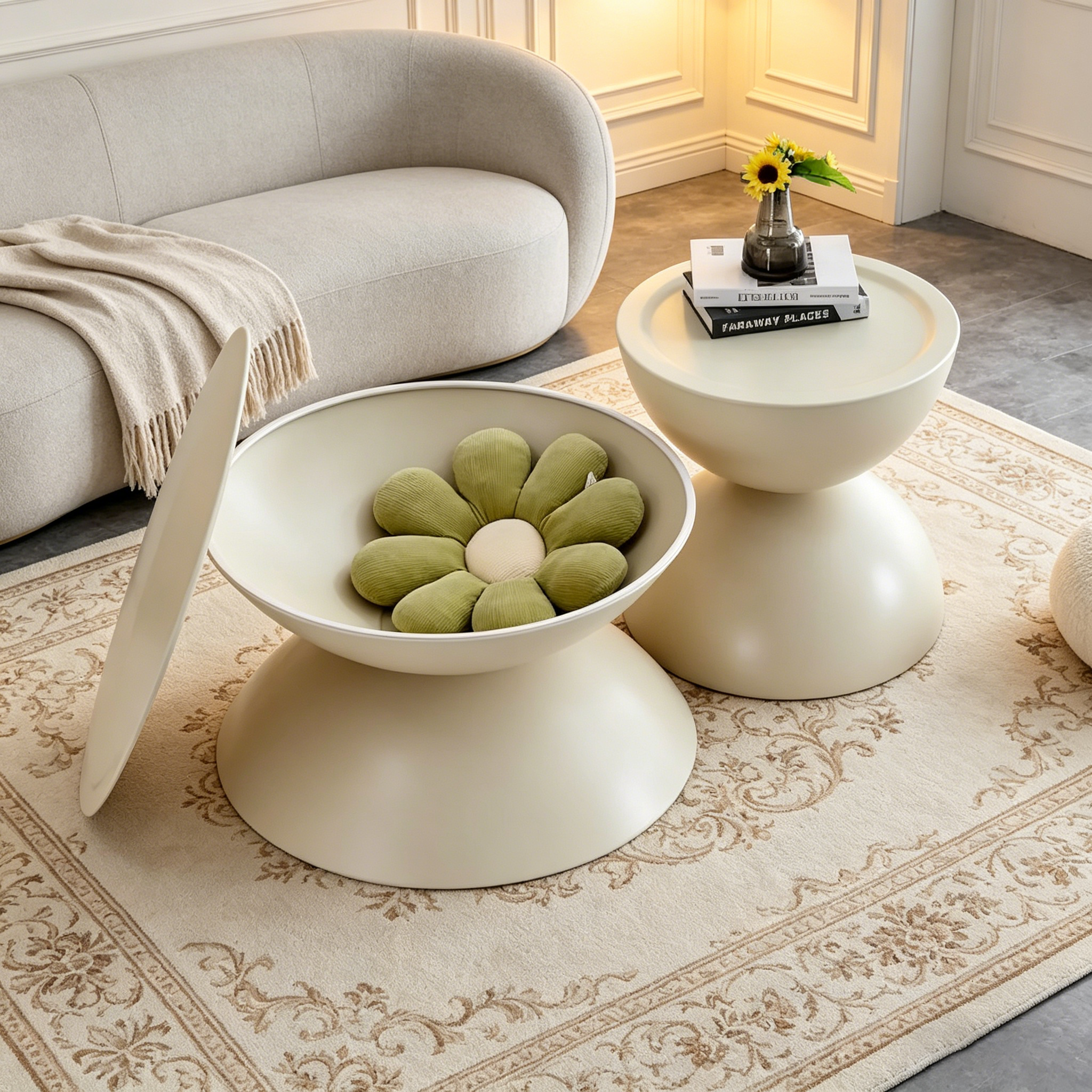 Table basse de rangement ronde
